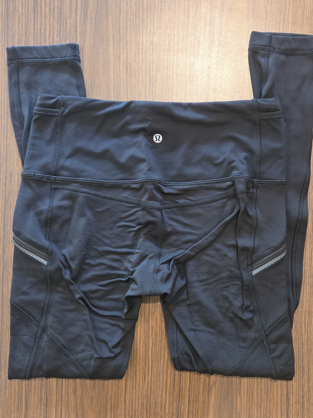 Lululemon Black Tech Fleece Reflective Side Pocket Running Leggings